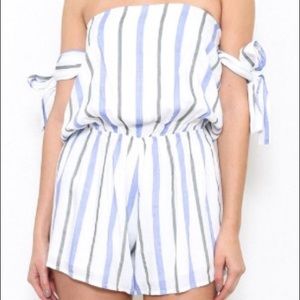 L’Atiste by Amy - Blue and Gray Stripe Romper